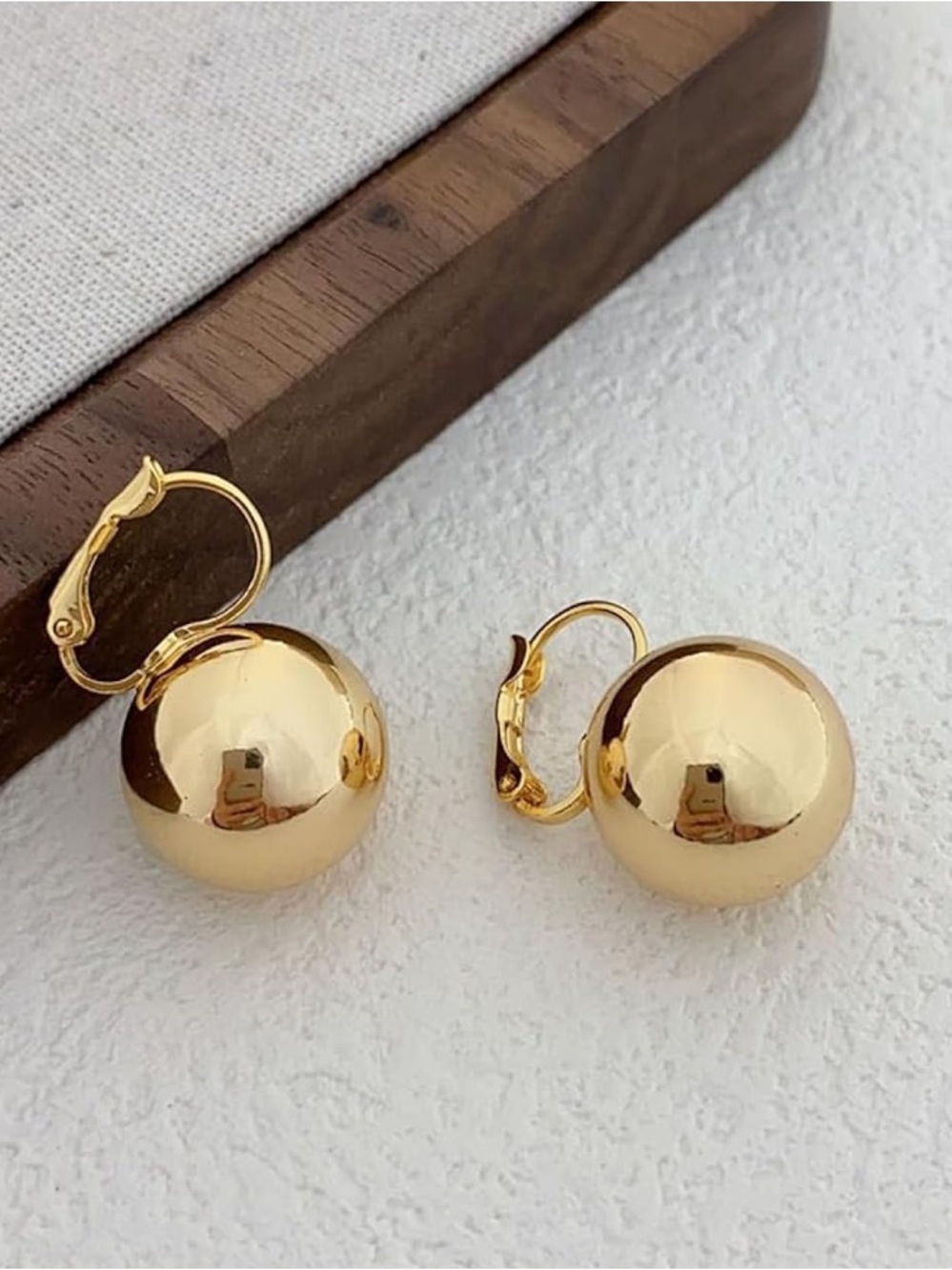 Anthropologie Polished Gold Tone Ball Leverback Earrings